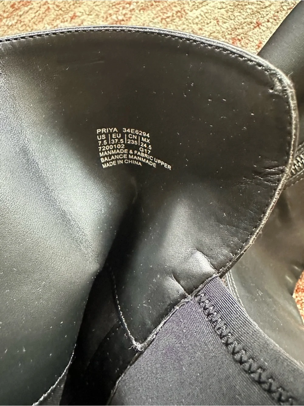 Calvin Klein Black Knee High 7.5 Faux Leather and Fabric Riding Boots